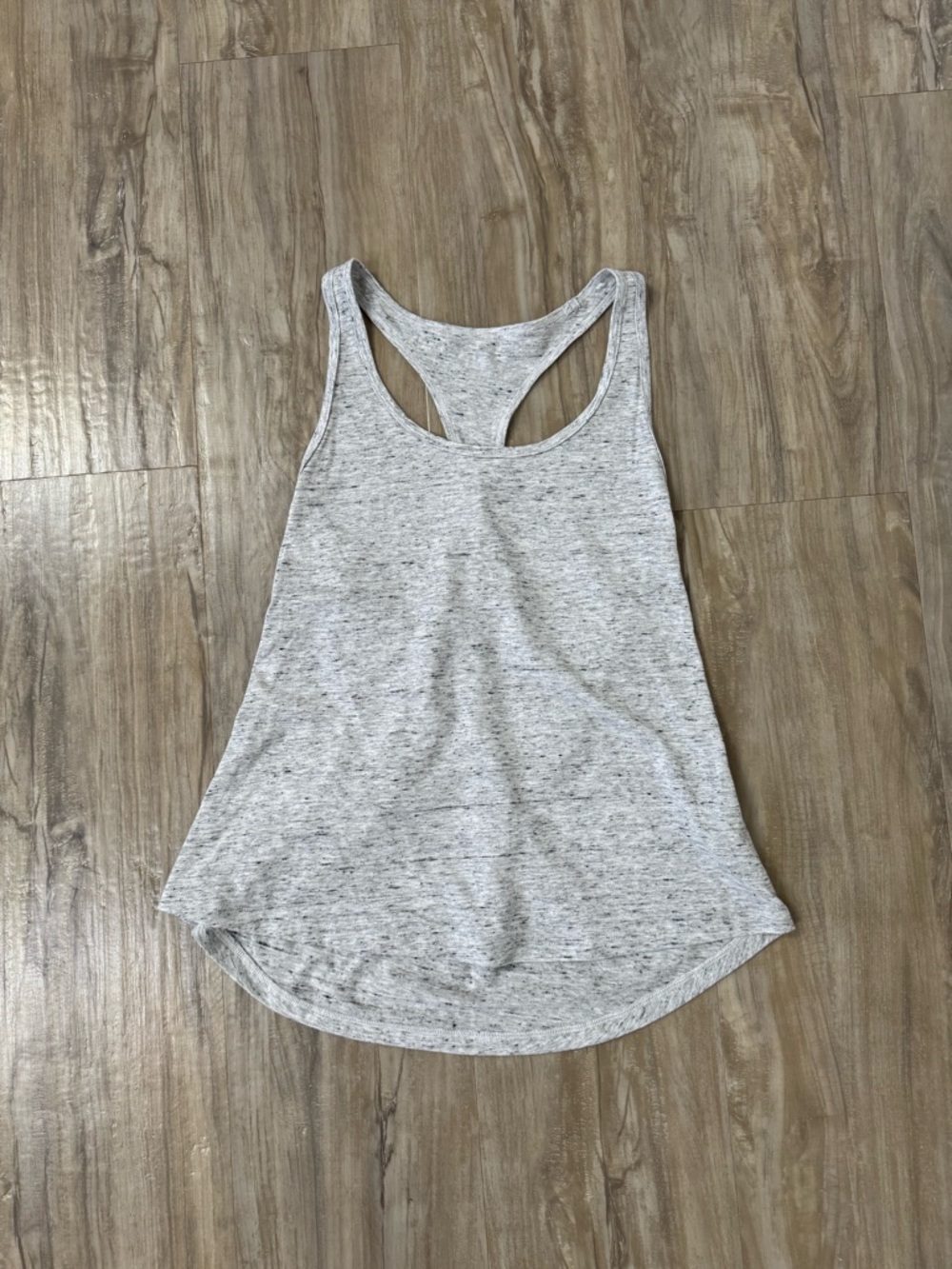 Heather Light Gray Racerback Tank Top - Casual Scoop Neck